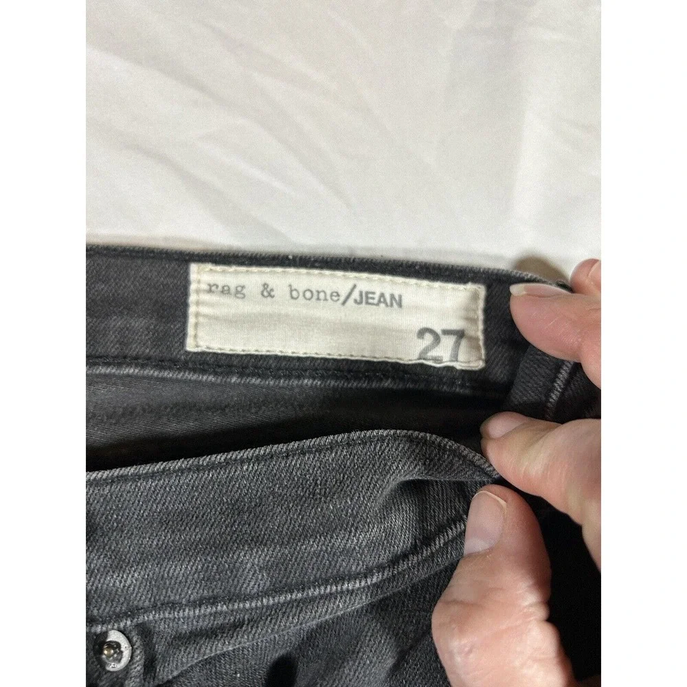 Rag & Bone Women’s Black The Skinny Soft Rock With Holes Distressed Jeans 27